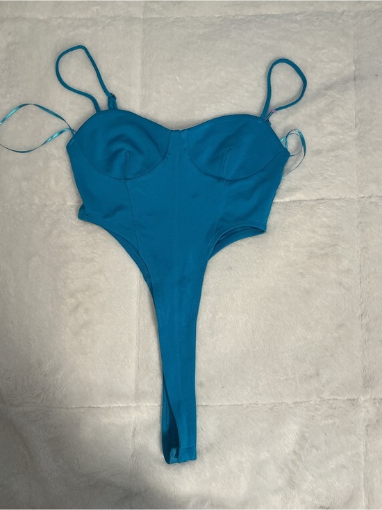 Zara Tops - Turquoise Blue Thong One-Piece Bodysuit